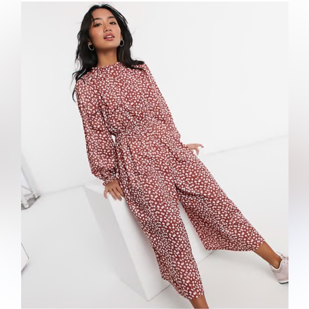 ASOS Design Red Floral Junpsuit